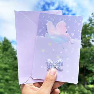 Carte pliante haut <span class=keywords><strong>de</strong></span> gamme personnalisée, tendance et délicate, motif papillon, pour vœux <span class=keywords><strong>de</strong></span> fêtes et déclarations <span class=keywords><strong>de</strong></span> la Saint-Valentin. - Product Image 6