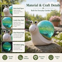 Ornement de jardin en forme d'escargot au design unique, lumière décorative en verre lumineux, accent décoratif animal charmant avec énergie solaire