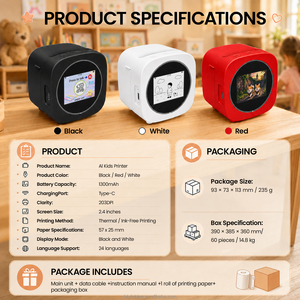 Mini-imprimante thermique portable sans fil pour photos instantanées et autocollants pour enfants, imprimante de poche sans encre à activation vocale IA pour dessin - Product Image 6