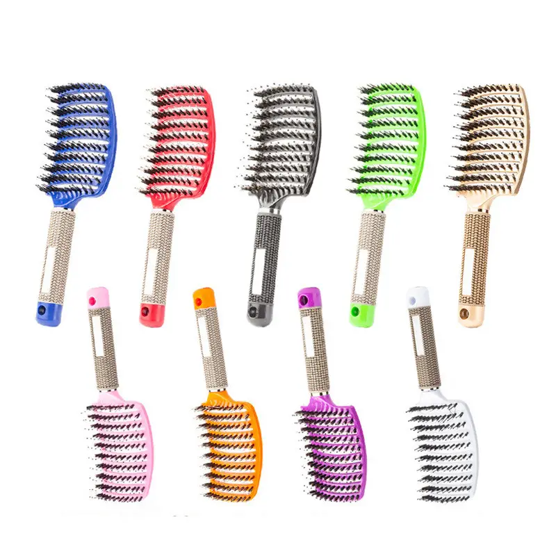 Fashion Women Hair salon Curl comb Fluffy hair styling massage comb bristle ribs brush Hair combs