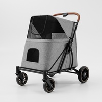 Poussette pour animaux de compagnie de grande taille pour chiens et chats âgés, en acier au carbone, pliable en un clic, portable, pour une utilisation en extérieur