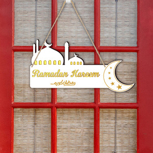 Decorazioni natalizie musulmane pendenti in legno acrilico decorazioni etniche a forma di specchio ciondoli per la casa arredi - Product Image 6