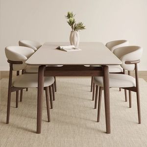 <span class=keywords><strong>Tavolo</strong></span> da Pranzo <span class=keywords><strong>Rettangolare</strong></span> Moderno di Lusso in Legno Massello di Frassino Bianco Impermeabile, Design Semplice <span class=keywords><strong>per</strong></span> Arredamento Sala da Pranzo - Product Image 3
