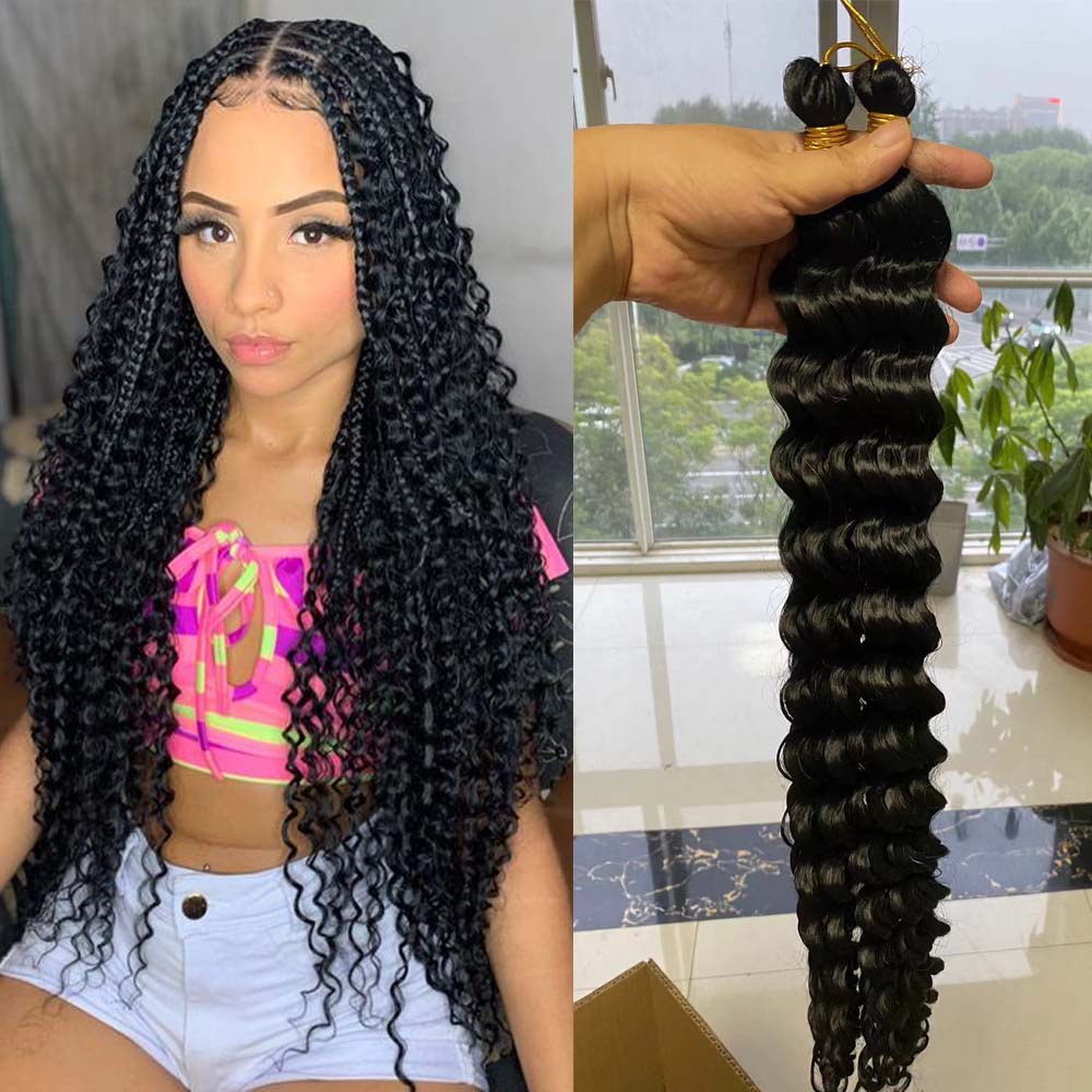 Deep wave crochet hair BOHO style deep twist 20inch 28inch synthetic braid ocean wave extension crochet Deep curly hair