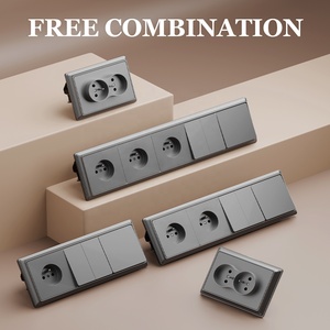 Pháp tiêu chuẩn hiện đại phong cách điện điện đôi cắm & ổ cắm 2P + t tường căn cứ lõm cài đặt - Product Image 2