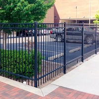 Valla de Jardín Moderna de Hierro Forjado con Recubrimiento de Polvo de Zinc, Valla de Seguridad Negra con Parte Superior Plana Ornamental de 7 pies