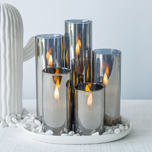 Nuovo Desgin decorazione domestica di Matti pilastro di vetro grigio Set di 5 candele Led - Product Image 1