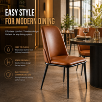 Silla de Comedor Moderna de Lujo para Restaurante, Tapizada en Cuero PU Ergonómico, Patas de Metal, Silla Comercial para Hotel y Banquetes