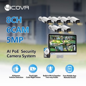 Système de caméra CCTV PoE NVR 4COVR 5MP, 8 canaux, moniteur LCD 15,6 pouces, combo NVR AI, <span class=keywords><strong>extérieur</strong></span>, audio bidirectionnel, vision nocturne couleur - Product Image 6