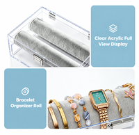 Boîte à bijoux personnalisée en acrylique transparent avec couvercle à charnière en velours pour organiser les bracelets, les montres, les bracelets à breloques et les bijoux perlés