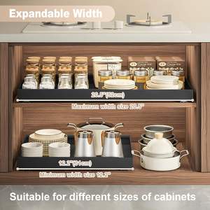 Caja de almacenamiento extraíble extensible de alta resistencia, organizador de cajones, almacenamiento de armario de cocina con película adhesiva, Material de Metal deslizante - Product Image 2