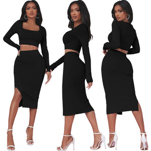 Abbigliamento da donna set due pezzi abiti Sexy <span class=keywords><strong>in</strong></span> <span class=keywords><strong>maglia</strong></span> Mini abito <span class=keywords><strong>vestito</strong></span> autunno inverno moda nuovi abiti a maniche lunghe - Product Image 2