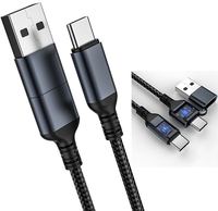 Chargeur rapide 2 en 1 65W PD USB C vers USB Type C et USB-A Câble de charge rapide 0.5M 1M 1.2M 1.8M 2M 3M