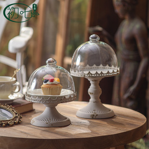 Soporte para postres estilo francés con cúpula de cristal, soporte metálico para exhibir pasteles, plato decorativo vintage para frutas, para panadería, uso en exteriores - Product Image 4