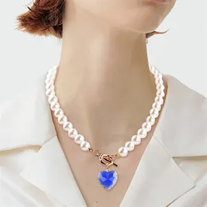 Nhà Sản Xuất Trung Quốc Luxury Beaded Pearl Necklace Choker Với Trái Tim Birthstone Quà Tặng Giáng Sinh Cho Mẹ Vợ Braidle