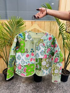 Cotton Women's <b>Quilted</b> <b>Jacket</b> Block Printed Boho Style <b>Quilted</b> Handmade <b>Jackets</b>, Gifts Button Closer <b>Jacket</b> for Women Gifts - Product Image 3