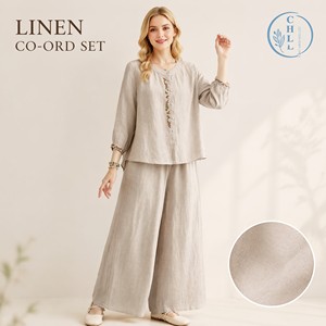 Ensemble d'été en coton et <span class=keywords><strong>lin</strong></span> pour femmes 2025 Nouveau style chinois Haut de gamme à la mode Ensemble deux pièces brodé Blouse <span class=keywords><strong>Pantalon</strong></span> à jambes larges - Product Image 1