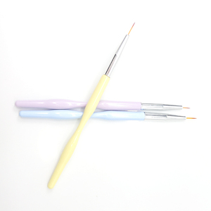 Ensemble de 3 pinceaux à ongles en nylon de couleur, pour nail art, avec manche en plastique, pour dessin de lignes fines, peinture, outil de manucure de salon - Product Image 2