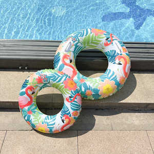 Thickened Flamingo Swimming Ring Round <b>Inflatable</b> <b>Float</b> For Children Adults Pool Water Park Unisex PVC 0.18mm - Product Image 2