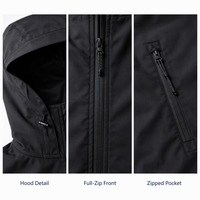 Veste coupe-vent à capuche pour homme, fermeture éclair intégrale, col montant, poches zippées, poignets à scratch, cordon de serrage à l'ourlet, légère, production OEM