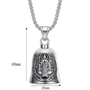 Colgante Retro de San Benito, Campana de Acero Inoxidable, Amuleto Religioso, Collar Geométrico, Regalo - Product Image 5
