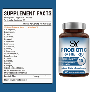 Probiótico personalizado Premium 60 mil millones de CFU <span class=keywords><strong>19</strong></span> cepas con fibra prebiótica Soporte para la Salud Digestiva e inmunológica Sobrevive el estómago - Product Image 2