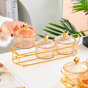 Juego de recipientes de plástico estilo nórdico con tapa para frutos secos, dulces y aperitivos, para uso doméstico, 6 piezas, bandeja de almacenamiento. - Product Image 2