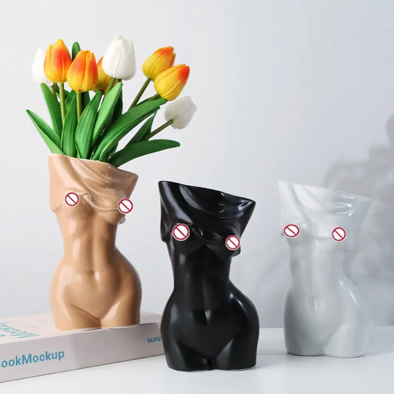 Hot sale luxury Nordic Modern Home Decor vase Creative ceramic naked woman body for living room craft decoration flower pots