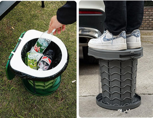 Seau de toilette portable pour le camping |   Pot rétractable pliable pour adultes avec sacs |   Toilettes de camping en plein air pour bateau - Product Image 5