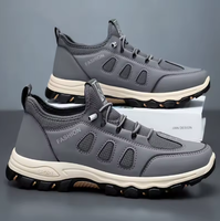 Chaussures de randonnée lumineuses pour hommes en cuir PU et maille, respirantes, avec logo personnalisé, amorti léger, antidérapantes, style décontracté – Grande Vente
