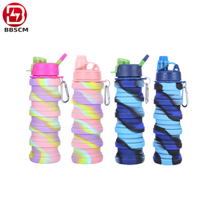 Bouteille d'eau portable en silicone pliable et extensible RTS 500 ml pour les sports de plein air et le camping, utilisable avec de l'eau bouillante - Product Image 1