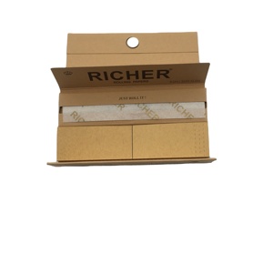 Custom <b>Rolling</b> Paper King Size Slim 32 Booklets Unbleached Brown White Slow Burning 13 GSM Magnetic 3 in 1 OEM Wholesale - Product Image 2