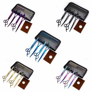 KingHon 7&7.5inch Curved Pet Grooming Scissors <b>Kit</b> 10pcs Hair Cutting Scissor Set With Safety Round Tip for Dogs Pet Trimmer <b>Kit</b> - Product Image 3