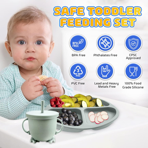 ชุดชามอาหารจานซิลิโคนชุดป้อนอาหารเด็กทารกอุปกรณ์การพยาบาล - Product Image 2