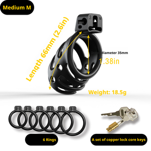 กรงครอบอวัยวะเพศชายทำจากเรซิ่น พร้อมห่วงรัดอวัยวะเพศ <span class=keywords><strong>6</strong></span> วง สำหรับผู้ชาย - Product Image 2