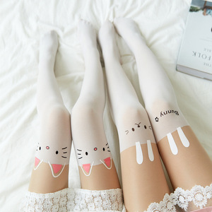 Mulheres Sexy Collants Meninas Meias Gato Padrão Imprimir Cartoon Silk Pantyhose 100% Nylon - Product Image 1