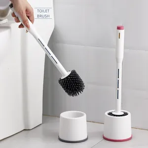 Brosse de toilette courbée à long manche Maxfree, écologique, en silicone et PP, en forme de savon, pour un nettoyage efficace - Product Image 3