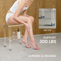 Table d'appoint de salle de bain compacte multifonctionnelle en acrylique moderne avec égouttoir intégré et étagère de rangement pour articles de toilette et objets quotidiens