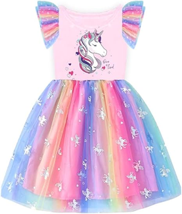 <span class=keywords><strong>Vestidos</strong></span> de Algodón <span class=keywords><strong>para</strong></span> <span class=keywords><strong>Niñas</strong></span> de 2 a 14 Años, Personalizables, ODM, con Encaje en Capas, Manga Corta, Estampado de <span class=keywords><strong>Unicornio</strong></span>, Ropa Infantil - Product Image 1