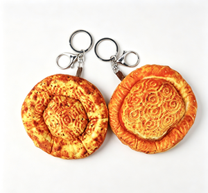 Porte-clés en peluche 10,5 cm, adorable pain plat de Xinjiang (<span class=keywords><strong>Naan</strong></span>), jouet, breloque de sac, souvenir de voyage ethnique unique, cadeau en peluche - Product Image 1