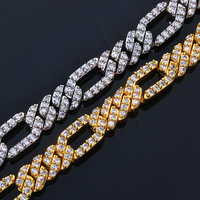 Conjunto de Collar y Pulsera de Cadena Cubana de Cobre CZ Estilo Hip Hop, 7mm, Oro y Oro Blanco, para Hombre y Mujer, Joyería, Accesorios de Moda, Regalo