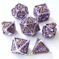 LuxeRoll Hollow Octopus Metal Dice Set Silver Purple 7Pcs Polyhedral DND for DND Tabletop RPG Game Call Cthulhu Dice Wholesale