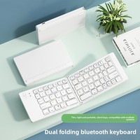 Keyboard Mini Lipat Isi Ulang Nirkabel Bahan ABS untuk Ponsel, Tablet, Laptop, dan Desktop