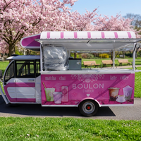 Camion de vente ambulante de glaces, chariot à café, bar, remorque alimentaire avec cuisine entièrement en acier inoxydable pour la vente au détail de snacks, hot-dogs et fast-food