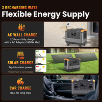 Générateur 3000W, Powerstation 2688Wh, générateur solaire portable, charge rapide PD, station d'alimentation avec poignée de transport et roues