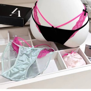 Dopamine qui favorise l'abstinence ! Culotte sexy en dentelle pour femme, taille basse croisée, entrejambe en pur coton, nœud color-block - Product Image 2