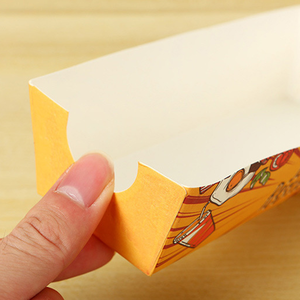 <span class=keywords><strong>Prix</strong></span> de gros Récipient à emporter Emballage en papier kraft pour saucisses de hot-dog Hamburger Boîte en papier pour plateau de restauration rapide - Product Image 5