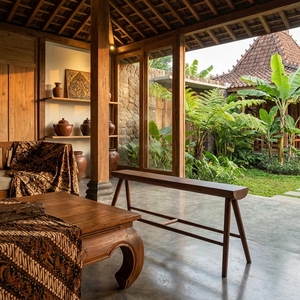 Sumiko small <b>stool</b> made of high quality teak wood, perfect for a rustic semi-<b>outdoor</b> space, with natural elegance - Product Image 3
