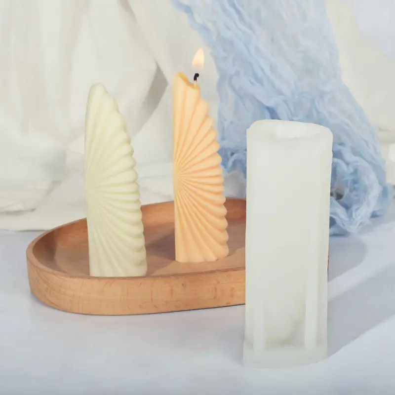 Geometric Sector Silicone Candle Mold DIY Bullfighting Horn Scallop Candle Making Kits