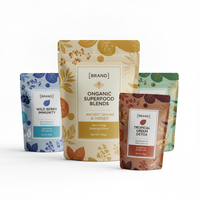 Sachet à fond plat refermable mat avec fermeture éclair pour biscuits au chocolat et à la menthe, qualité alimentaire, emballage de biscuits, pochette verticale à marque privée
